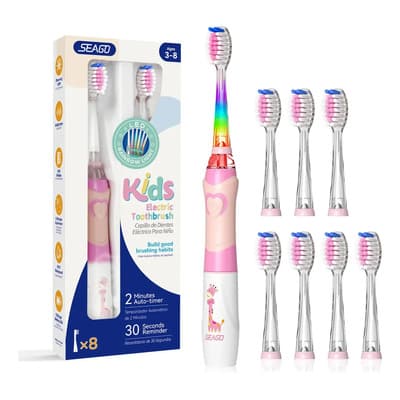Seago Cepillo De Dientes Eléctrico Seago Kids Con Luz Led Arcoíris