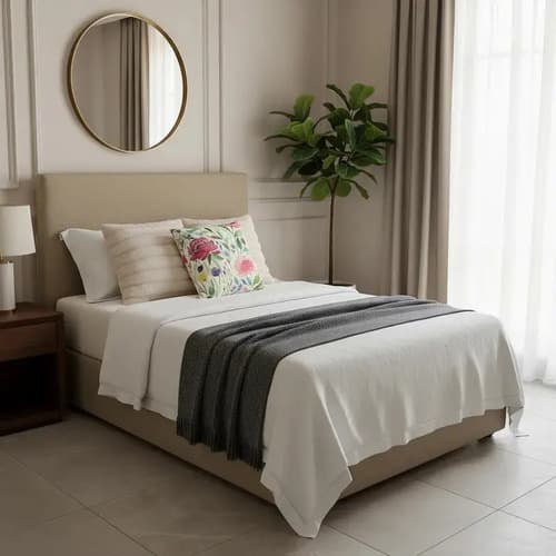 Tauron Muebles Respaldo Sommier Tapizado En Lino 1 1/2 Plaza (100 Cm)