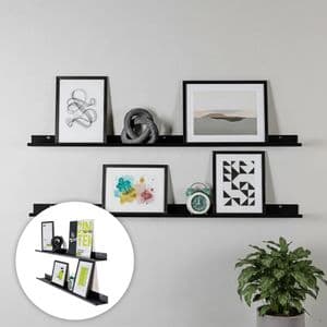 Cintek Estante Flotantes Metalico Mensula Repisas 120 Cm Set X2 Negro