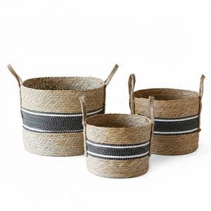 Miuri Set de 3 Canastos Franja Fibras