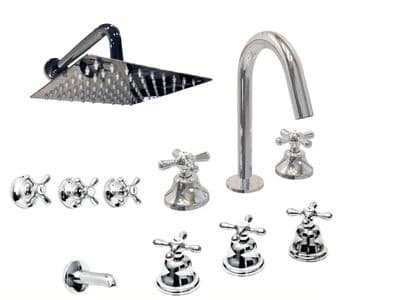 Aqualaf Combo Griferia Baño Cierre Ceramico Itati Cruz Duchon Grande AHORA12