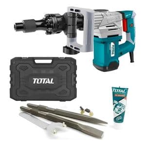 Total Martillo Demoledor Total Alto Rendimiento 1300w Rompe Pavimento Incluye Maletin Cincel Hexagonal