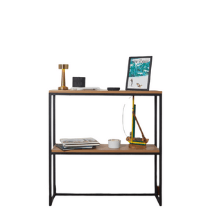 Arpegio Mesa De Arrime Auxiliar Recibidora 2 Estantes Hierro Industrial Negro