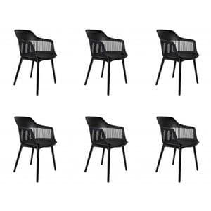 Nictom Sillas Living Comedor Combo x6 Asiento Acolchonado Nictom Color Negro SC02