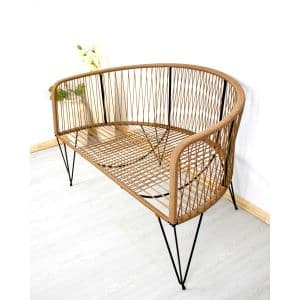 Decoglow Sillón Doble Gervasoni Simil Yute Estructura Hierro