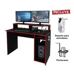Centro Estant Escritorio Gamer Centro Estant EG1R Negro y Rojo 116 x 94 cm