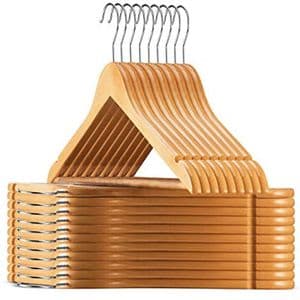 Shoppy Pack x10 Perchas De Madera Lustradas Barnizadas 44 cm