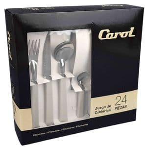 Carol Set X24 Cubiertos Carol Cuchillos Tenedores Cucharas En Caja Tiza 91124 FTI