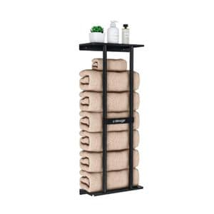 Waggs Toallero Baño de Hierro con Estante Repisa Waggs Minimalista Negro