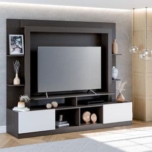 Midtown Mueble Organizador Tv Rack Con Panel Oslo Marrón Oscuro