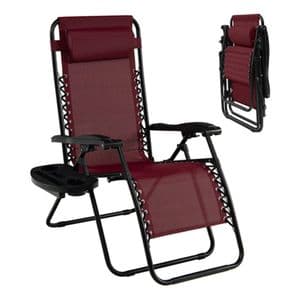 Generic Silla Goplus Zero Gravity Reclinable Y Plegable Con Almohada Vino