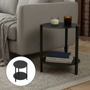 Cintek Mesa Ratona Living Redonda Moderna Acero Auxiliar Negra