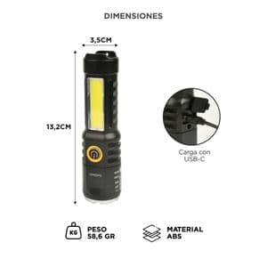 Gadnic Linterna Camping Gadnic USB Tipo C con Luz Lateral Liviana y Versátil