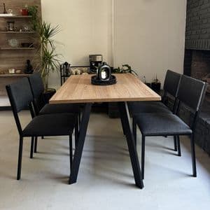 Arpegio Mesa Nilo Tapa Olmo Rectangular 1200mm Patas de Hierro Negro