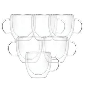 Hogar Actual Set x6 Taza de Vidrio Doble Pared Café 250 Ml Hogar Actual