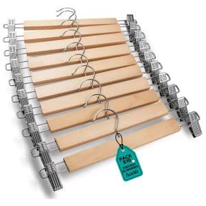 Shoppy Perchas Planas x10 Unidades de Madera con Ganchos 34cm