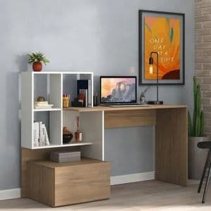 Mobilarg Escritorio con Repisa – 1,50 mts Blanco Rústico