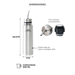 Gadnic Mate Listo Autocebante South Port By Gadnic 500 ml Acero Inoxidable