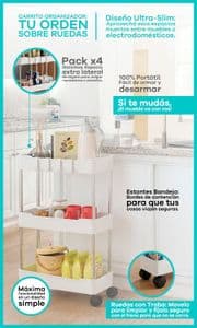 Import31 Carrito organizador con 3 estantes Auxiliar de cocina y limpieza