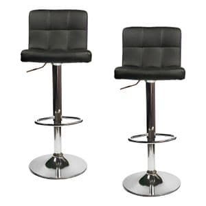 Diaz Home Set X2 Banqueta Desayunadora Sillon Acolchado Ecocuero Hogar Cromado Negro