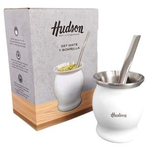 Hudson Set en Caja Hudson Mate Copa Blanco + Bombilla Acero Inoxidable MCS02