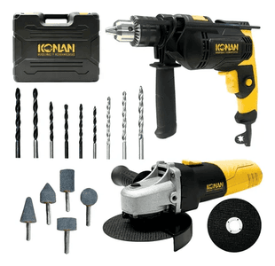 Konan Combo Kit Taladro 13mm 750w + Amoladora 115mm 720w Konan