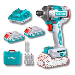 Total Atornillador Impacto 20v 2 Baterias 285nm Brushless Maletin Turquesa 50 60hz