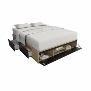 Tables Box de Cama Cajonera Zapatero 6443 Queen Base Sommier 160 Olmo con Negro