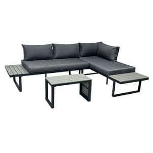 Fravega Home Set de Living Exterior Frávega Home Rinconero 3 Piezas con Estructura de Acero Polywood