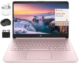 HP Portátil HP New 14 HD ultraligero, delgado, 16 GB de RAM, 564 GB, rosa