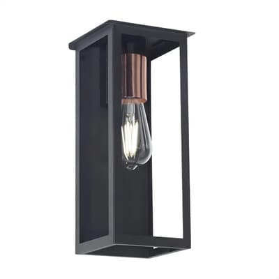 Electricidad Total S.a Farol Aplique Exterior Pared Hierro Negro 3 Caras Vidrio E27 Electricidad Total