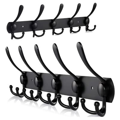 Morshop Perchero Con 5 Ganchos Dobles De Pared Moderno En Acero Inox Color Negro