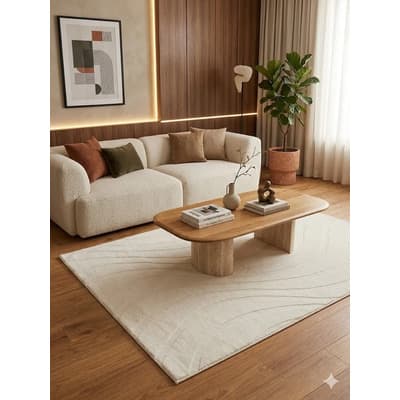 Ambiance Deco Alfombra Carpeta Moderna Waves 1,20 X 1,80 Mts Antideslizant 1.8 M 1.2 M Cream