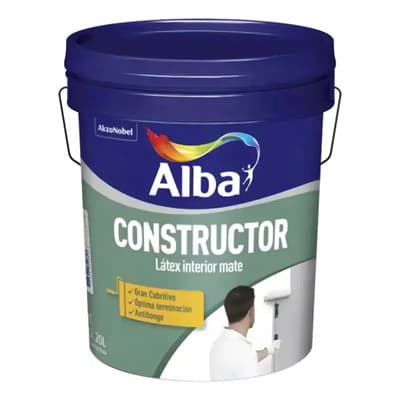 Alba Pintura Alba Latex Constructor Interior 10 Lts - Acabado Mate Color Blanco
