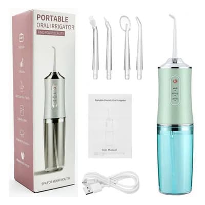 Generic Irrigador Bucal Portátil Inalámbrico De 220 Ml Con 4 Boquillas Verde - Irrigador Dental Oral Bucal