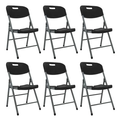 Garden Life Set X6 Sillas Plegable Paris Reforzada Catering Picnic Gardenlife Color Negro
