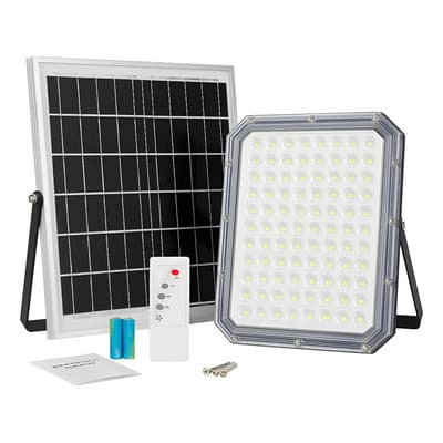 Jortan Reflector Solar Led Jortan De 300w Con Control Remoto Y Luz Blanca Fría Gris Oscuro Blanco Frío
