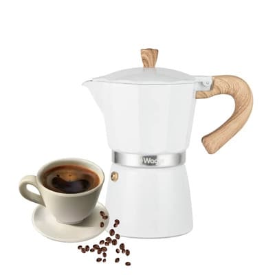 Waggs Cafetera Moka Italiana De Aluminio Capacidad 300ml Waggs Blanca Blanco