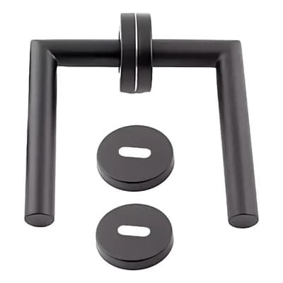 Inomax Manija Picaporte Doble Acero Inoxidable Negro Con Retroceso Negro Mate