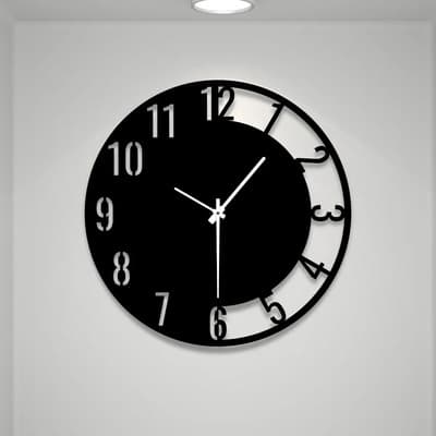 Fierro 100% Argento Reloj De Pared Moderno En Madera Mdf Fibroplus 3mm 30 Cm Negro Transparente