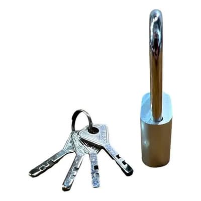 Solid Candado Solid Aro Largo 30mm Acero Con Llaves Puertas Casilleros Plateado