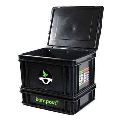 Kompost® Compostera Urbana Balcón Lombrices Compost 60 L + Envío Negro