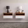 Koa Mesa De Luz Flotante De 1 Cajón Mas Estante Guardado X2 Blanco/paraiso Blanco/marrón Claro
