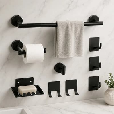 Jazak Set De Accesorios Para Baño Jazak De 9 Piezas En Acero Inoxidable Plateado