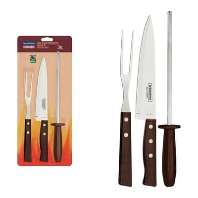 Tramontina Set De Barbacoa Tramontina Con Silla, Tenedor Y Cuchillo, Acero Inoxidable Marrón