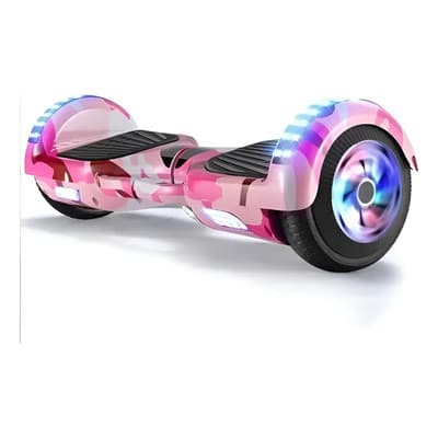 Anj.gg Brasil Hoverboard Led Camuflado Con Bluetooth De 6.5 Pulgadas, Color Rosa, Velocidad 12 Km/h Rosa Camuflado