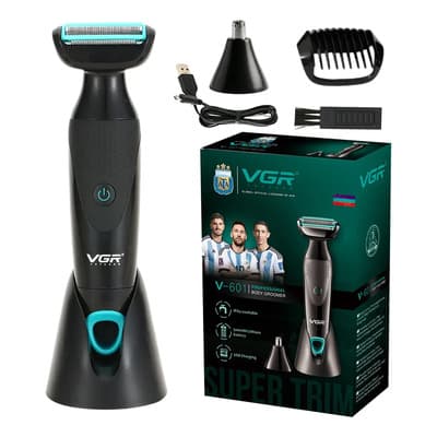 Vgr Afeitadora Eléctrica Vgr V-601 Intima Corporal Nariz 2 En 1 Color Verde Negro