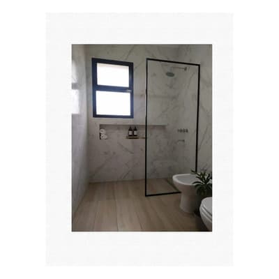 Mundo Silica Mampara Fija 180x60 6mm Perfil Completo Negro Transparente Negro