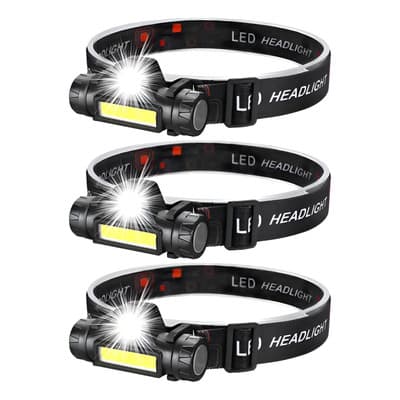 Generic Pack X3 Linterna Minera Vincha Iman Recargable Led Potente Blanco Negro