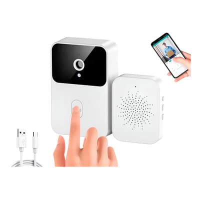 Gastromena Portero Eléctrico Timbre Smart Video Inalámbrico Wifi Camara Blanco